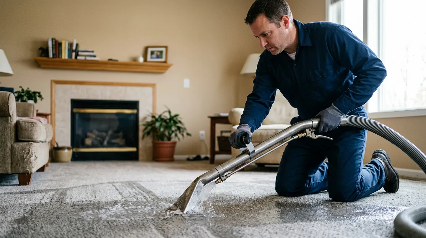 Water damage restoration technician working near Keller, VA